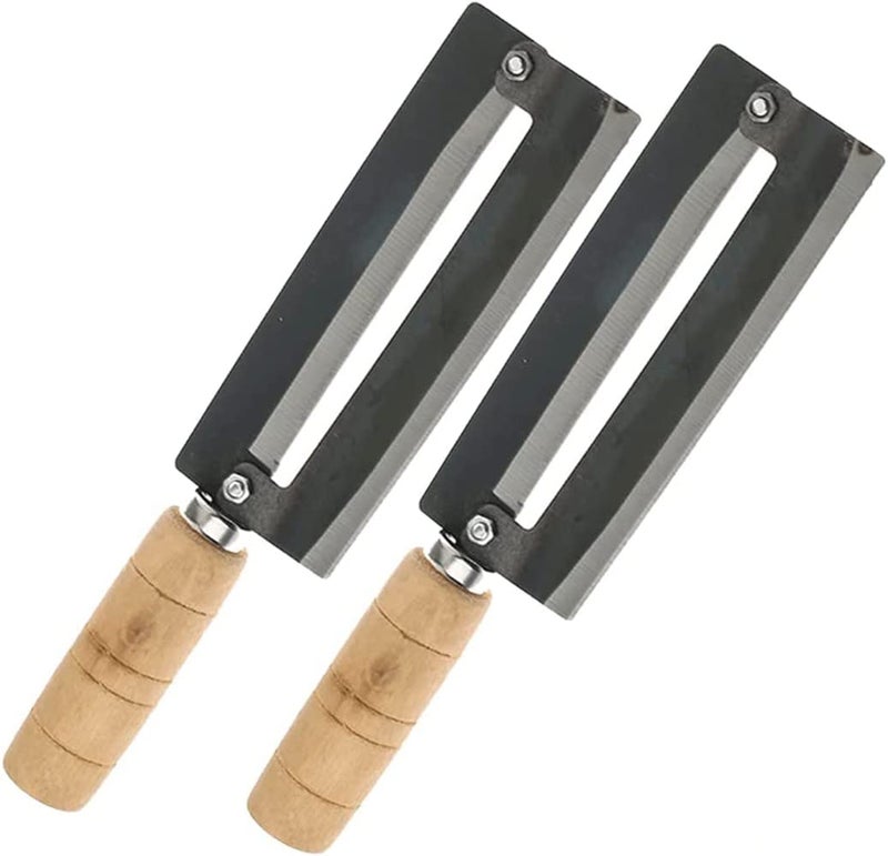 P Plus Fire Sugarcane Peeling Knife Pineapple Peeling Knife Sugar Cane Peeler Knife Artifact Planing Knife Iron Blade Natural NonSlip Wooden Handle Pack of 2 - Image 1