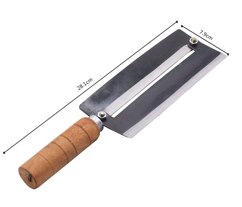 P Plus Fire Sugarcane Peeling Knife Pineapple Peeling Knife Sugar Cane Peeler Knife Artifact Planing Knife Iron Blade Natural NonSlip Wooden Handle Pack of 2 - Image 2