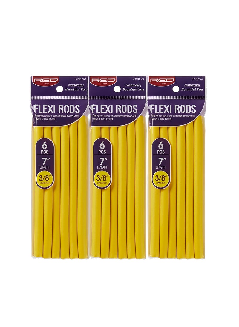 Red by Kiss Red by Kiss Flexi Rods 7 38 Diameter  Heatless Hair Curler for 90S Glamorous Bouncy Curls Beach Waves No Slips Sleep Styler 6 PCS x 3 PACKS 