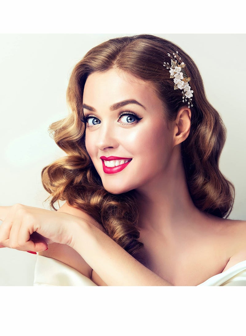 Handmade Floral Wedding Hair Comb Set - 4 Elegant Pieces for Brides, Perfect for Special Occasions and Bridal Hairstyles - Image 5