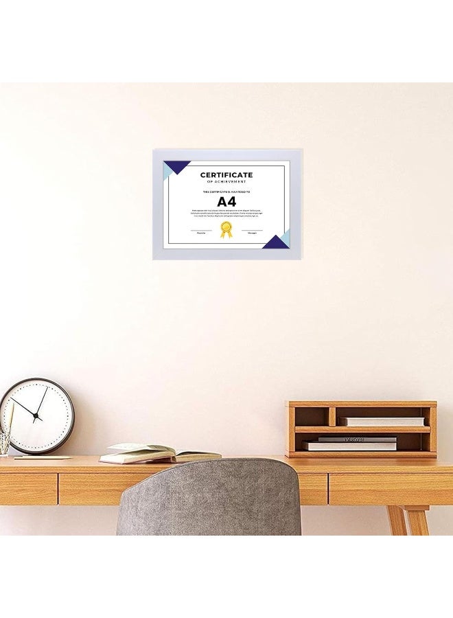 Decorhills DECORHILLS FRAMES & DECOR A4 Certificate – Real Glass Protector, PVC, Wall Mount Tabletop Display, White, Size 25x33.8cm Pack of 2  - Image 3