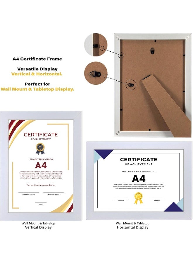 Decorhills DECORHILLS FRAMES & DECOR A4 Certificate – Real Glass Protector, PVC, Wall Mount Tabletop Display, White, Size 25x33.8cm Pack of 2  - Image 4