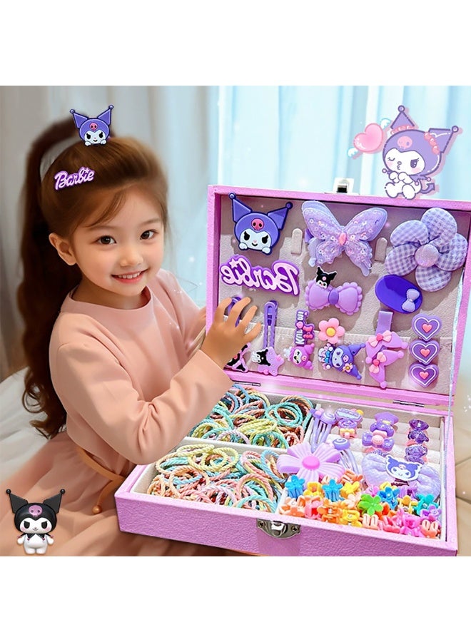 Hair Accessories for Girls, Purple Hair Accessories Set including Hair Clips, Hair Ties, Hair Barrettes and Bows with Purple Storage Box, Hair Accessories Gift Box for Kids Age 3-10 (KLM-001) - Image 1
