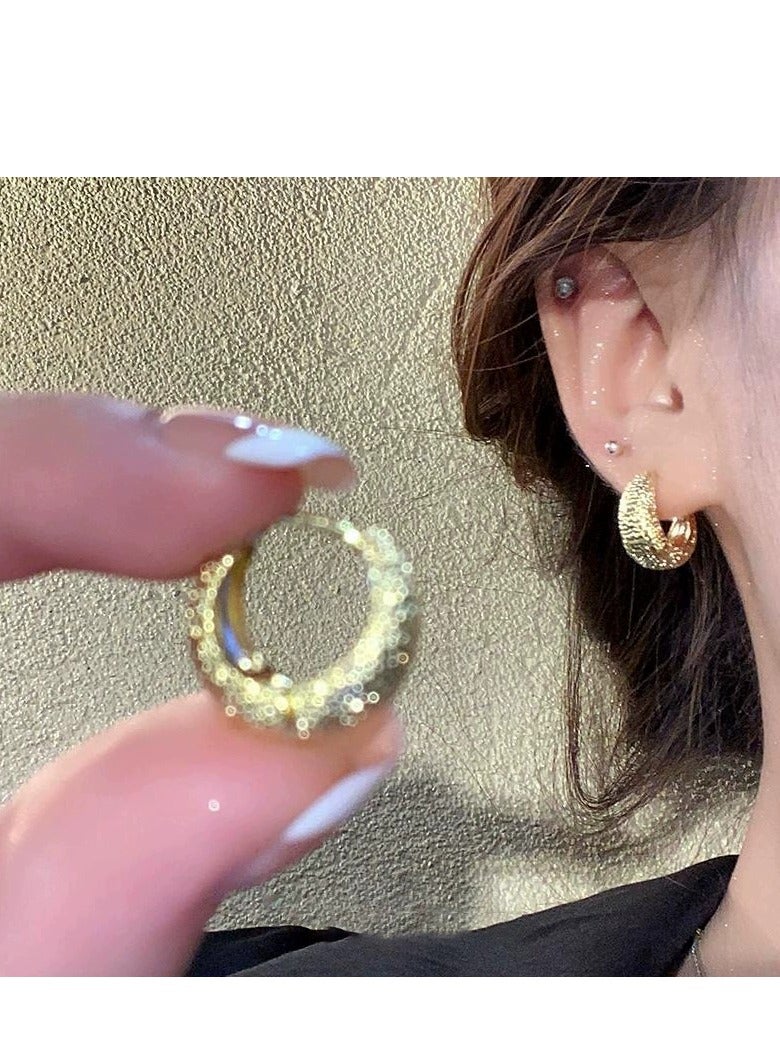 Elegant Vintage-Inspired Hoop Earrings for Women – Copper Material, Classic French Luxe Design, Fashionable Matte Golden Finish – Versatile for Daily and Vacation Wear, One Pair - Image 5