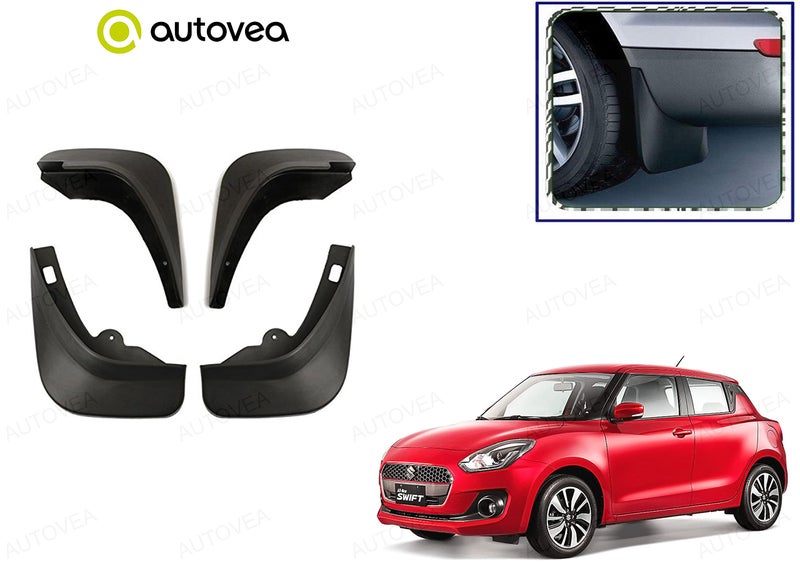 AUTOVEA Plastic Mud Flaps, Set of 4, Compatible with Maruti Suzuki Swift (Type-4) 2018-2021 - Image 1