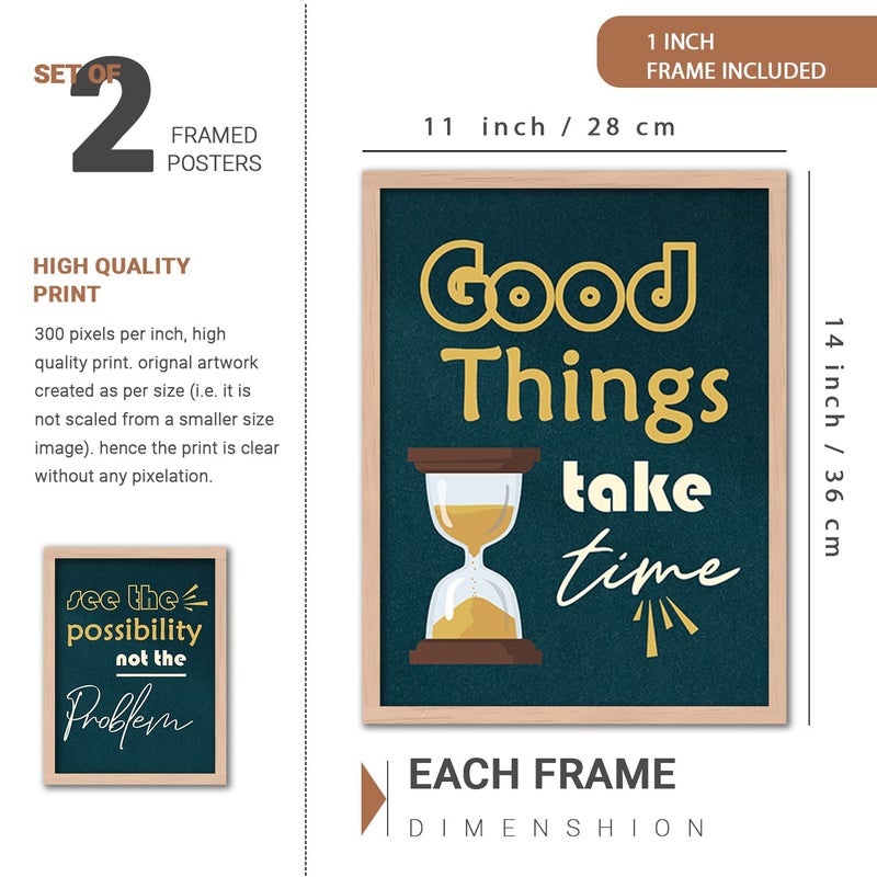 VASL Studio Motivational Quotes Wall Frames for Home Office Wall DecorMotivational Posters with Frame for Living Room Students Room Library 11 inch x 14 inch Synthetic Wood Set of 4 - Image 2