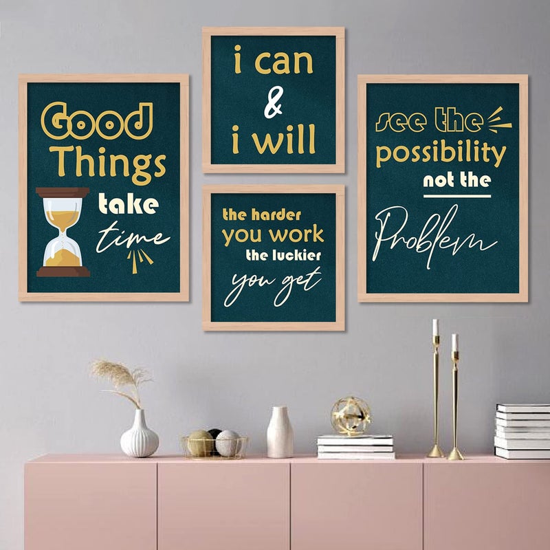 VASL Studio Motivational Quotes Wall Frames for Home Office Wall DecorMotivational Posters with Frame for Living Room Students Room Library 11 inch x 14 inch Synthetic Wood Set of 4 - Image 1