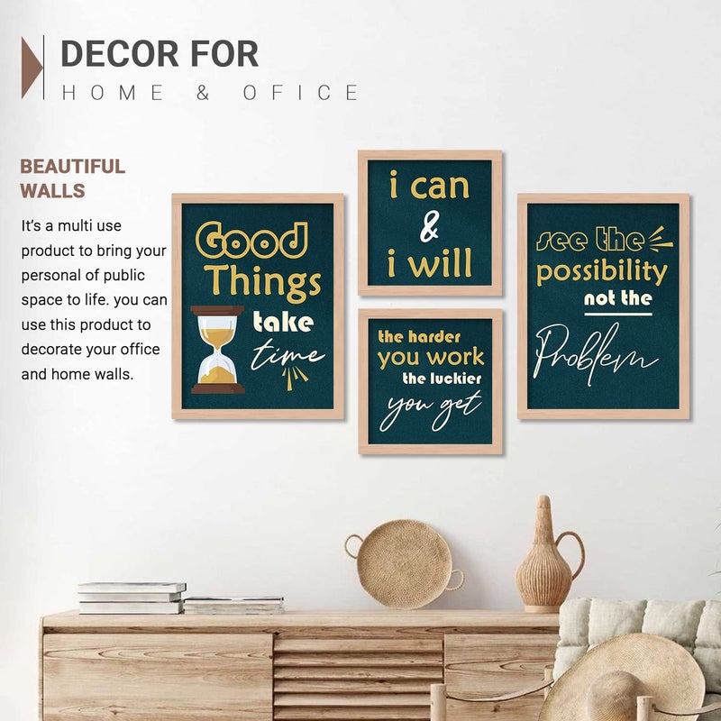 VASL Studio Motivational Quotes Wall Frames for Home Office Wall DecorMotivational Posters with Frame for Living Room Students Room Library 11 inch x 14 inch Synthetic Wood Set of 4 - Image 5