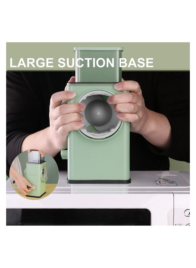 Vegetable Shredder Round Mandoline Slicer, Grater, Salad Maker - Large Feed Port - Suction Base - Vegetable, Fruit, Cookie, OREO, Nuts (Green)