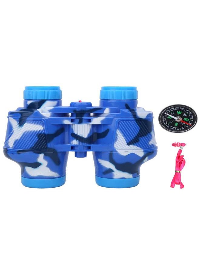 NIBEMINENT Toy Military Telescope Compass Set Plastic Binoculars Outdoor Toys for Children(Blue )  - Image 1