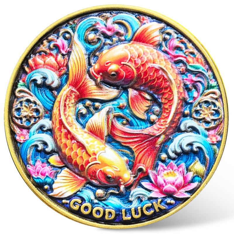 CYOUNG Good Luck Coin with Koi Fish Design Motivational Coin for Bright Future Symbolic Gift for Prosperity and Success 157 Inch Lucky Charm - Image 3