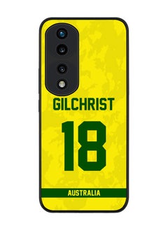 Rugged Black Edge Case for Honor 70 Pro, Slim fit Soft Case Flexible Rubber Edges Thin Cover - Player Name - Adam Gilchrist, Jersey Number- 18
