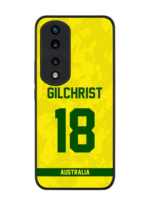 Rugged Black Edge Case for Honor 70 Pro, Slim fit Soft Case Flexible Rubber Edges Thin Cover - Player Name - Adam Gilchrist, Jersey Number- 18