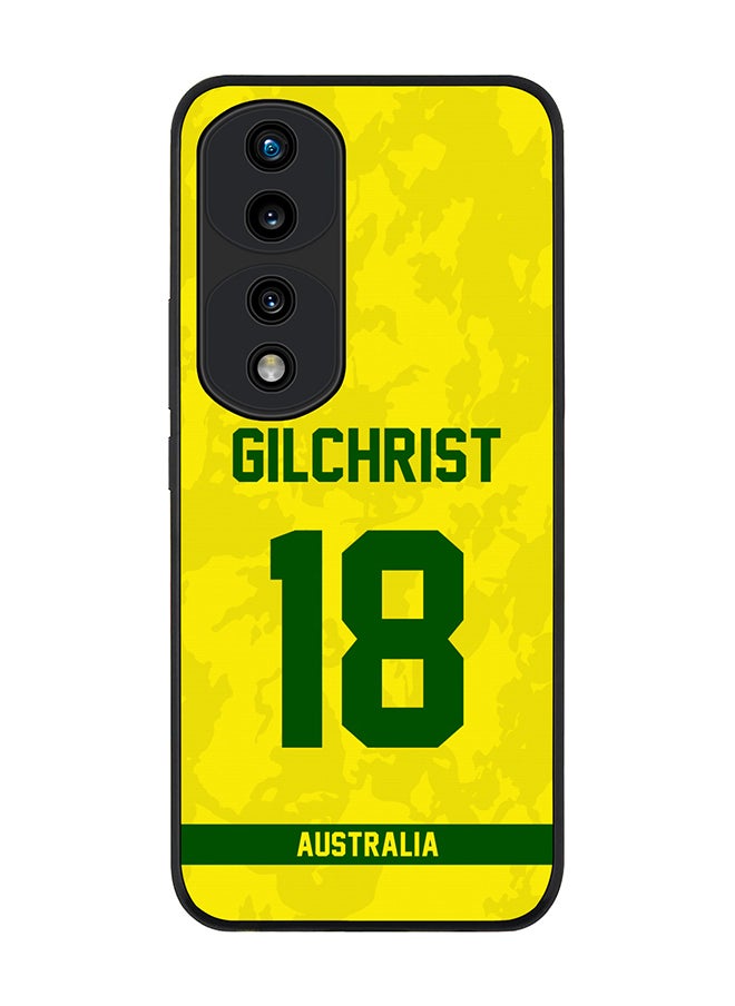 Stylizedd - Rugged Black Edge Case for Honor 70 Pro, Slim fit Soft Case Flexible Rubber Edges Thin Cover - Player Name - Adam Gilchrist, Jersey Number- 18 - Image 1
