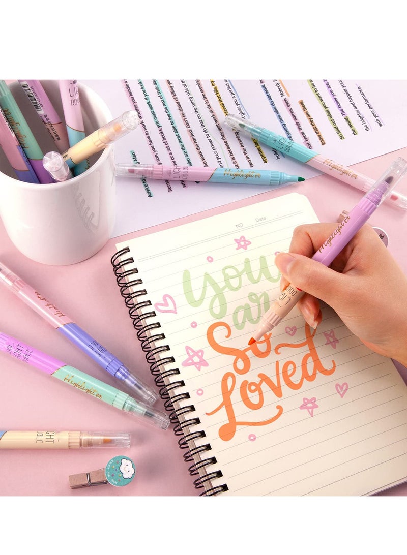 SYOSI Highlighters Assorted Colors, Dual Head Highlighters No Bleed Highlighters, Colored Markers, Stationary Highlighter for Study Journal, Planner Notes, School Supplies  - Image 2