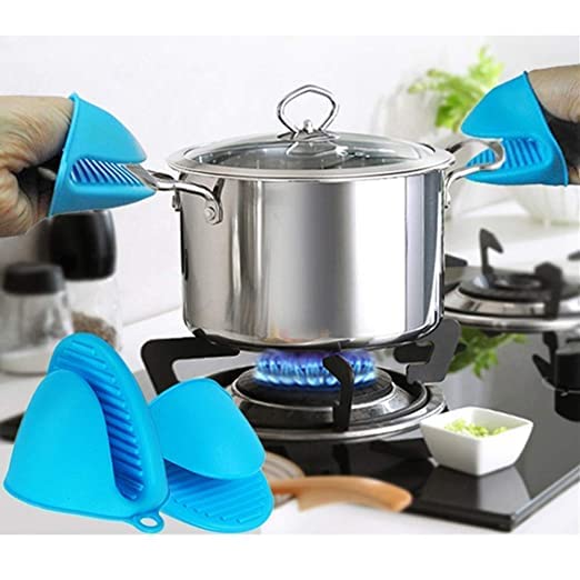 MeeTo Silicone Pot Holder Heat Resistant, Oven Mitts Glove Cooking Pinch Grips Glove Hand Clip Convenient Pot Holder Utensil Tool - Multicolor (1Pair) - Image 2