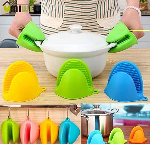 MeeTo Silicone Pot Holder Heat Resistant, Oven Mitts Glove Cooking Pinch Grips Glove Hand Clip Convenient Pot Holder Utensil Tool - Multicolor (1Pair) - Image 1