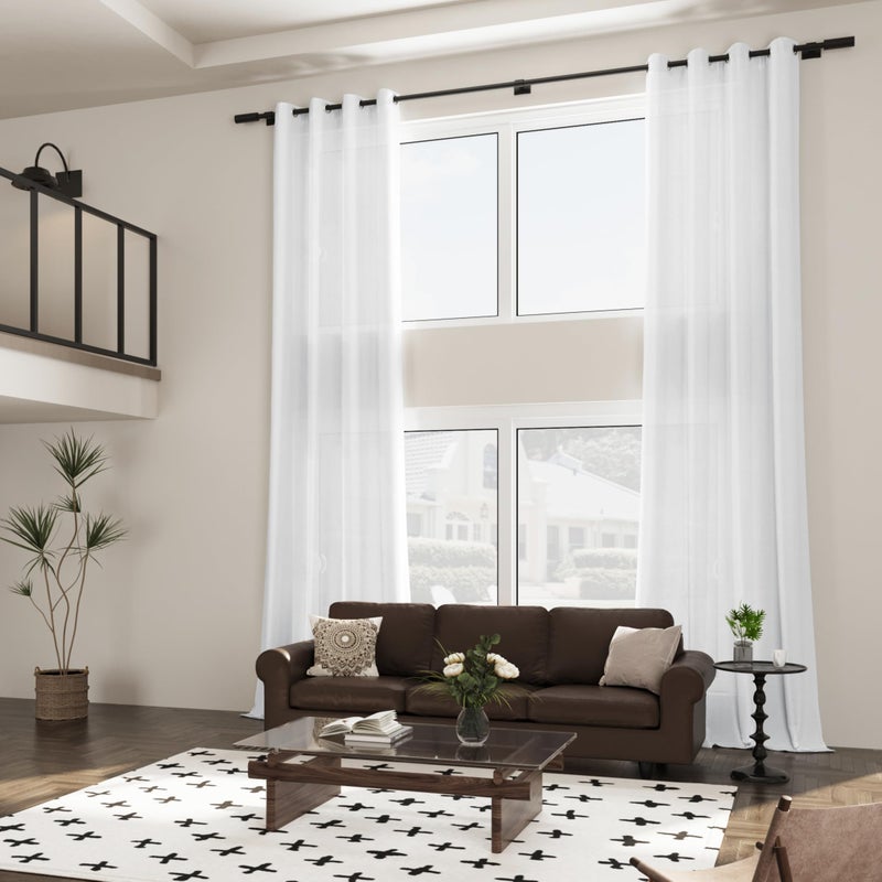 Aersas White Sheer Linen Curtain 108 Inches Long 2 Panels for Ceiling Living Room Drapes Grommet Aesthetic Boho Modern Farmhouse Cotton Curtains 108 Inch Length for Large Window Bedroom Sliding Door 9FT - Image 2