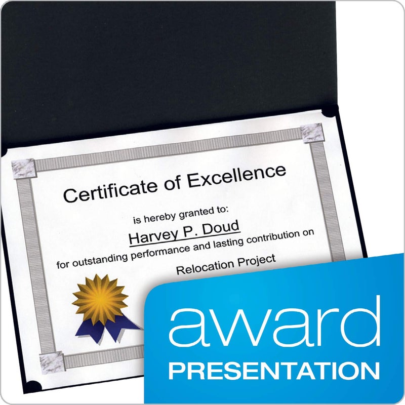 Oxford Certificate Holders, Diploma Covers for Letter Size 8.5x11 Certificates, Cardstock, Black, Letter Size, 25 Per Pack (299550) - Image 2