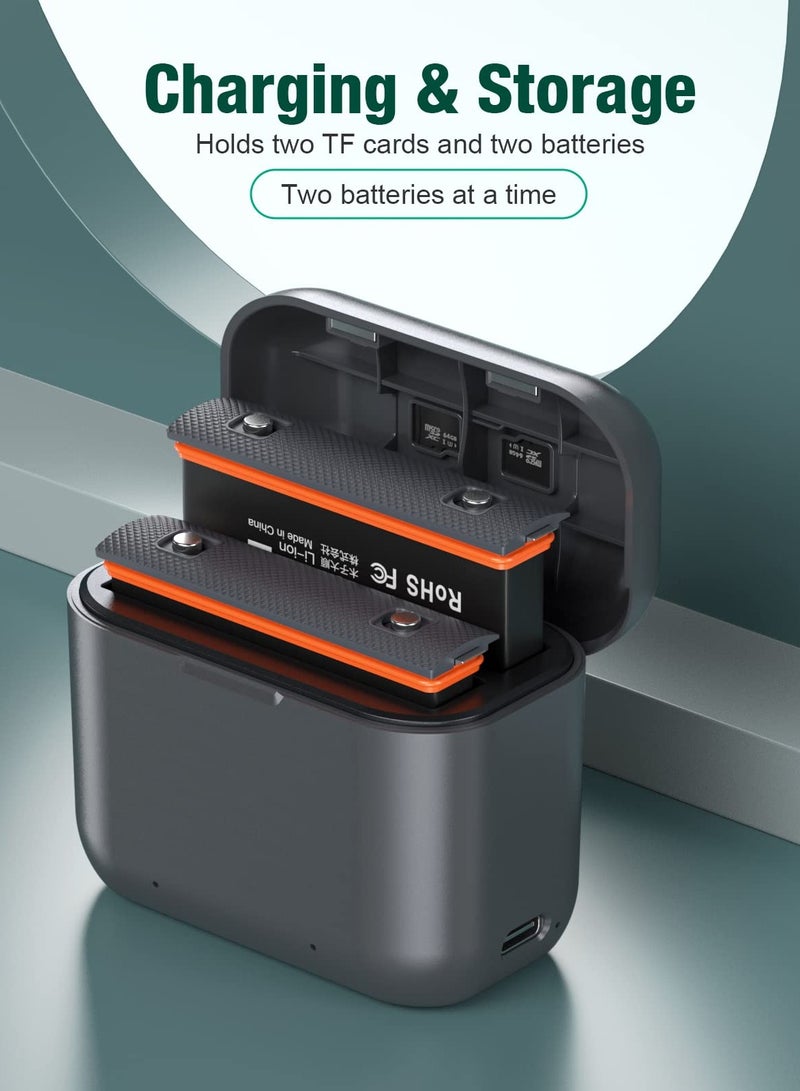 SOLARAE عبوتان بديلتان لبطارية إنستا 360 x3 سعة 1800mAh وشاحن سريع مزدوج USB متوافق مع كاميرا إنستا360 X3 عالية السعة (متوافق تمامًا مع الأصلي) - Image 5