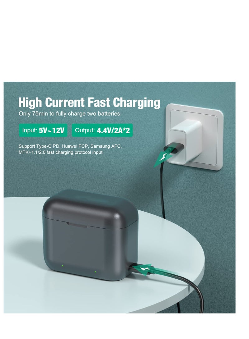 SOLARAE عبوتان بديلتان لبطارية إنستا 360 x3 سعة 1800mAh وشاحن سريع مزدوج USB متوافق مع كاميرا إنستا360 X3 عالية السعة (متوافق تمامًا مع الأصلي) - Image 4