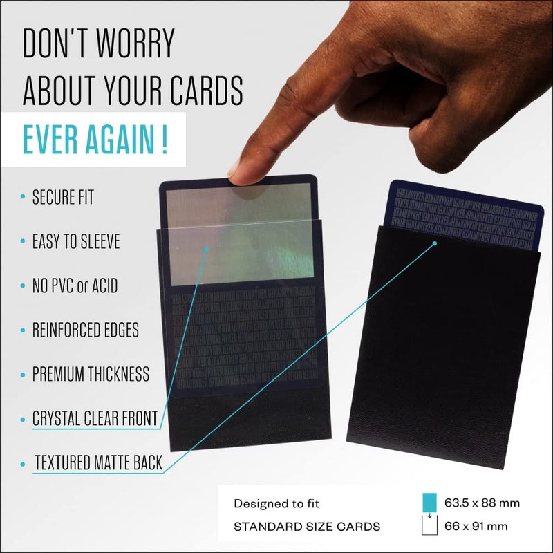 Ryker Card Sleeves for MTG Magic The Gathering - Made in Japan, Tournament Grade, Reinforced Edges, Crystal Clear Front, Textured Matte Back (100 Count, 1 Pack, Black) - Image 2
