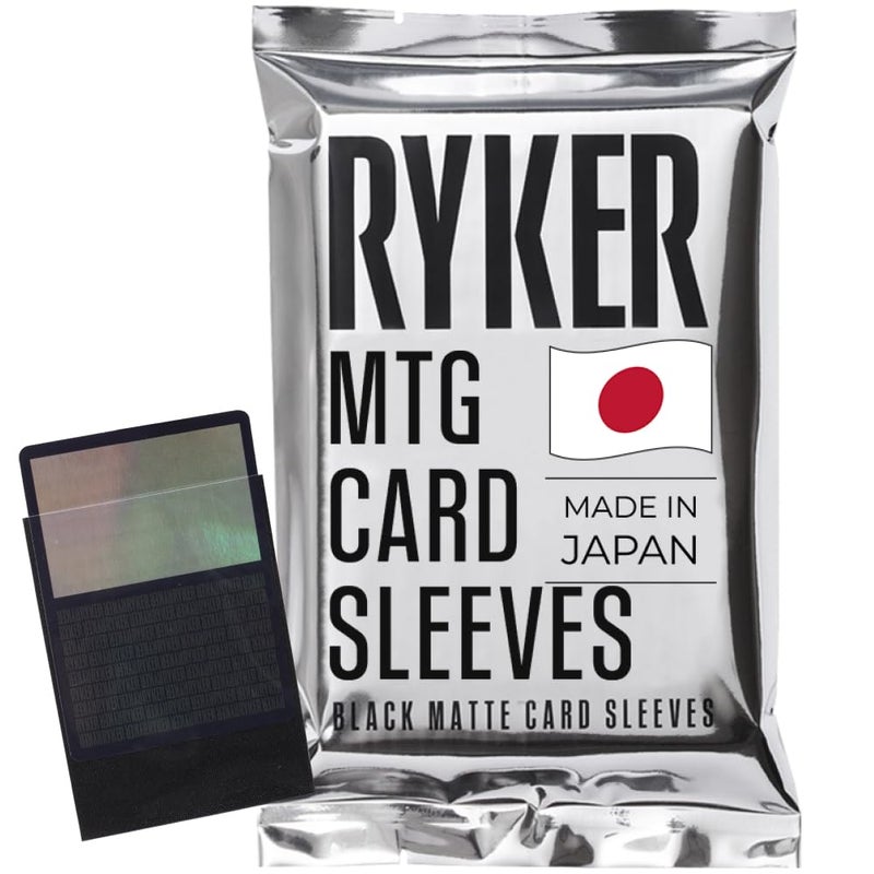 Ryker Card Sleeves for MTG Magic The Gathering - Made in Japan, Tournament Grade, Reinforced Edges, Crystal Clear Front, Textured Matte Back (100 Count, 1 Pack, Black) - Image 1