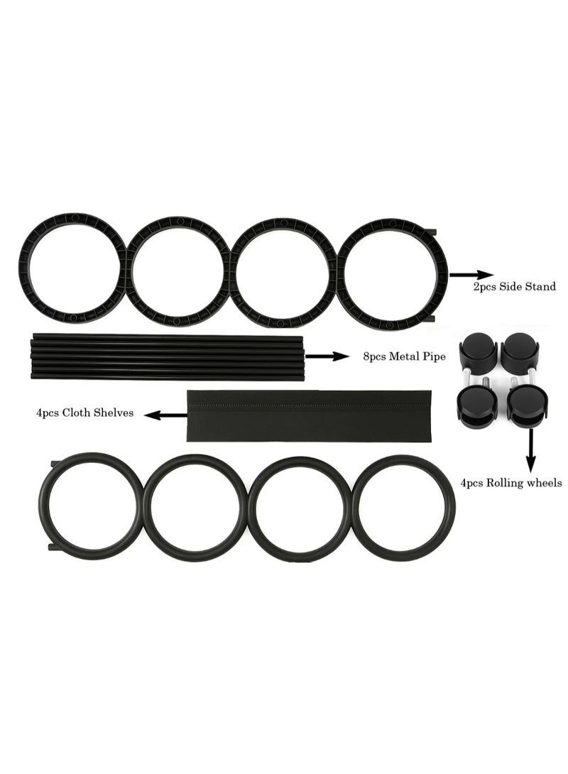 LINGWEI 4-Tier Shoe Rack Organizer with Wheels Space-Saving Shoe Storage - Image 2