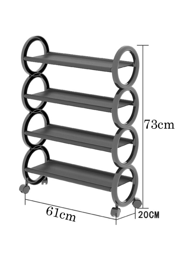 LINGWEI 4-Tier Shoe Rack Organizer with Wheels Space-Saving Shoe Storage - Image 4