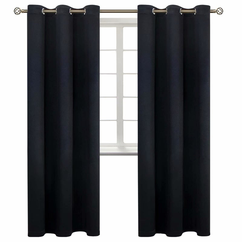 BGment Black Blackout Curtains for Living Room - Grommet Thermal Insulated Room Darkening Energy Saving Curtains for Bedroom, Set of 2 Panels, 42 x 84 Inch - Image 1