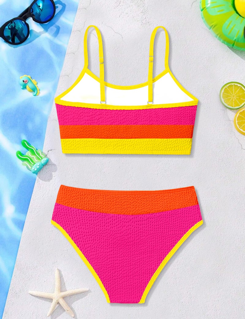 TALLWH Bathing Suits for Teen Girls Casual Color-Block Adjustable Straps Bikini Sets Girls Swimsuits Size 10-12 - Image 5