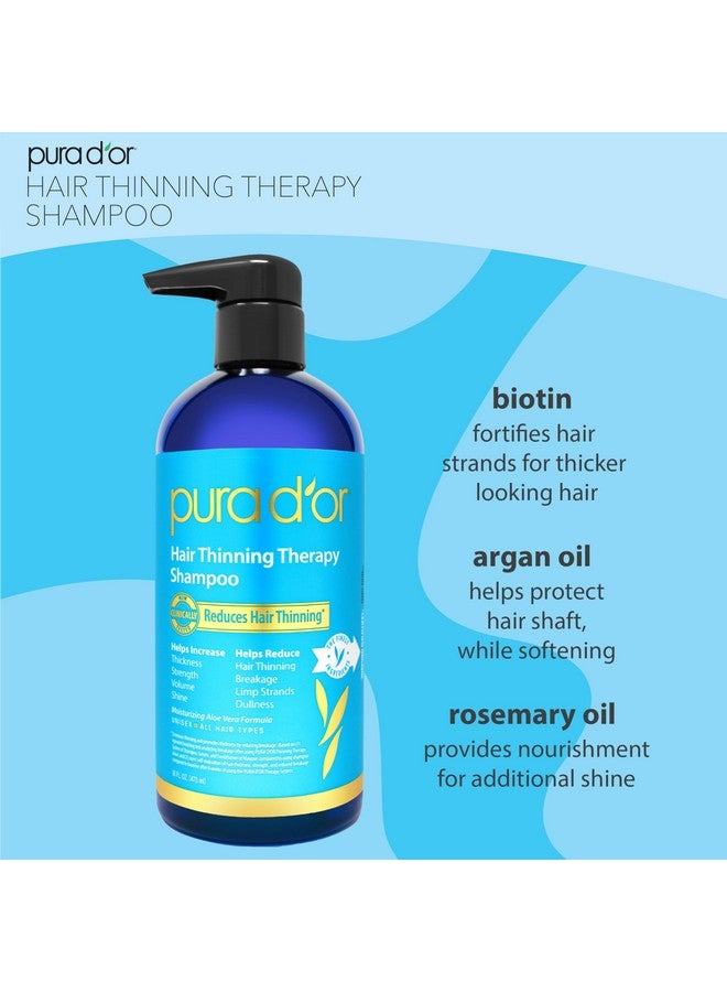 PURA D'OR Hair Thinning Therapy Biotin Shampoo and Conditioner Set, CLINICALLY TESTED Effective Results, DHT Blocker Hair Thickening Products For Women & Men, Natural Routine, Color Safe, 16oz x2 - Image 5