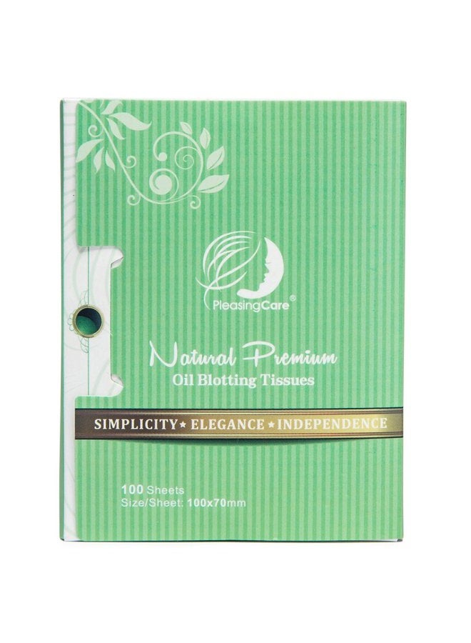 PleasingCare Natural Green Tea Oil Absorbing Tissues - 100 Counts, Premium Face Oil Blotting Paper - Take Only 1 Piece Each Time Design - Large 10cmx7cm Oil Absorbing Sheets - Image 1