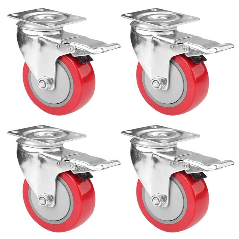 HaRvic HaRvic 4 Pack 2 Heavy Duty Caster Wheels Soft Rubber Swivel Caster with 360 Degree Castor Wheels With Brake for Trolley Furniture  - Image 1