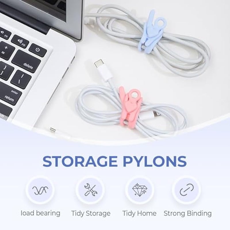 Silicone Cable Ties, 2025 Data Cable Organizer Reusable Cable Management Organizer Multipurpose Cable Management for Travel/Portable/Office/Home Desk Organizers and Storage (Pink, 12pcs) - Image 5