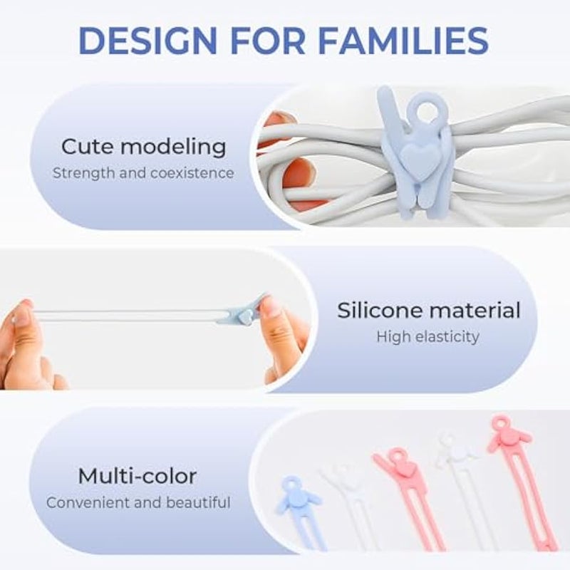 Silicone Cable Ties, 2025 Data Cable Organizer Reusable Cable Management Organizer Multipurpose Cable Management for Travel/Portable/Office/Home Desk Organizers and Storage (Pink, 12pcs) - Image 4