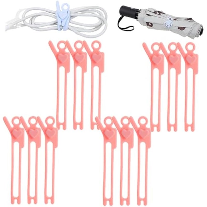 Silicone Cable Ties, 2025 Data Cable Organizer Reusable Cable Management Organizer Multipurpose Cable Management for Travel/Portable/Office/Home Desk Organizers and Storage (Pink, 12pcs) - Image 1