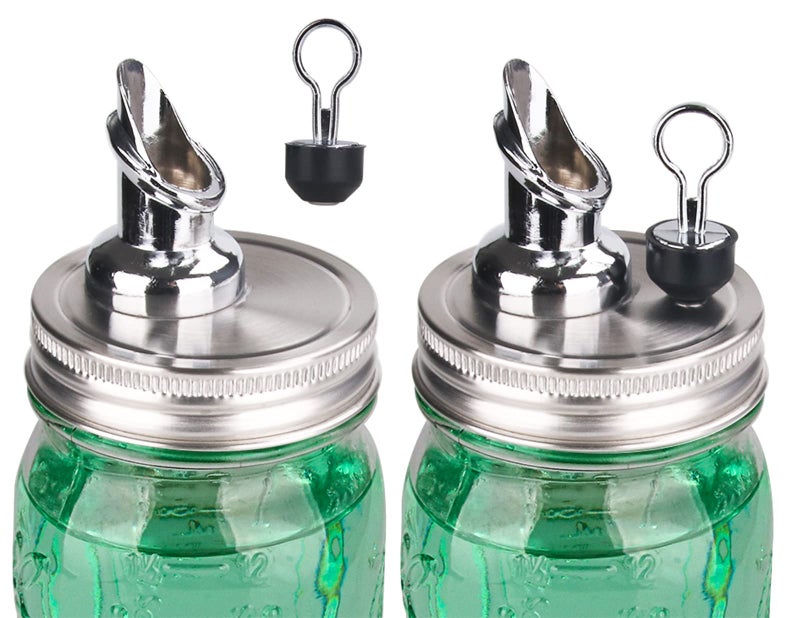 ziHenryDa Free Flow Spout for Mason Jar,for spout regular mouth size Mason Jar 70mm lid, 2 Pack (Zinc alloy) jars not included - Image 1