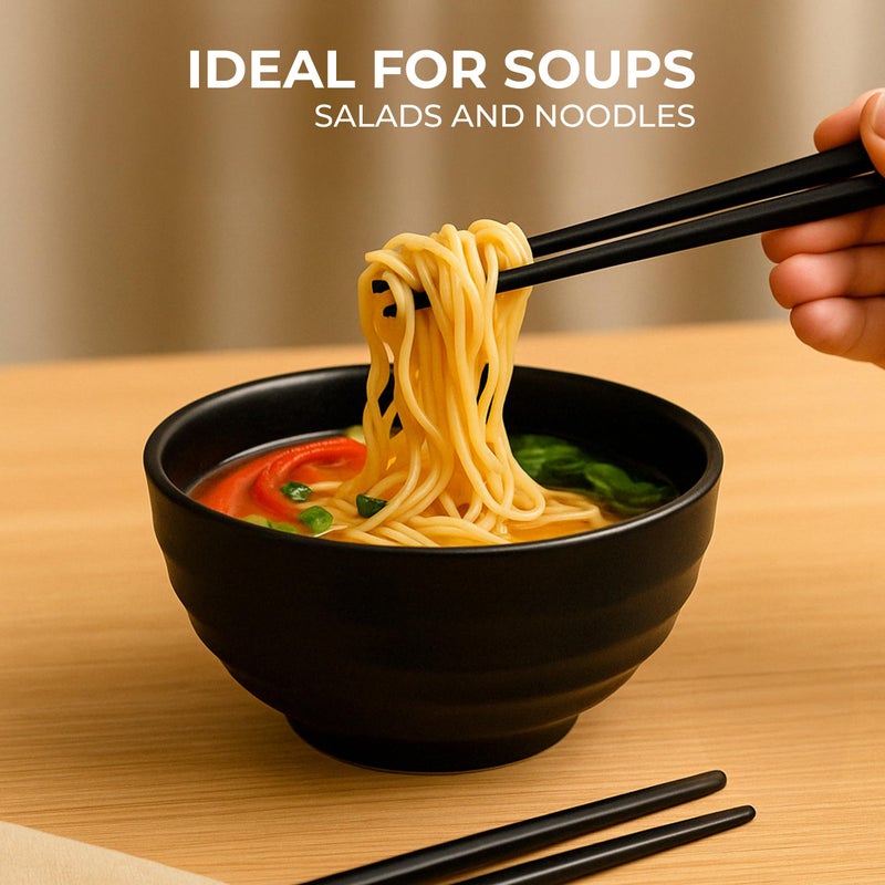 POOJARIYA Brand Melamine 18 pcs Black Dinner Set 6 Plates with 6 Bowls and 2 Dip Bowl, 2 Salad Bowl, 2 Chutney Bowl & 2 Spoon for Home & Restaurant, Dinner Set for Snacks and gifiting Purpose - Image 5