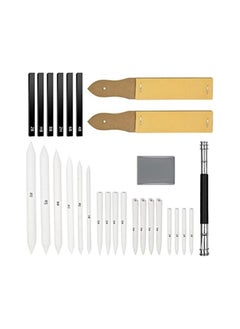 Colexy 28 Pieces Mixing Paper Wiper Set, Blending Stumps Set with Drawing Carbon Pencil Sandpaper Erasers Extension Tool, Stump Set Tortillions for Sketching Drawing Artist Student