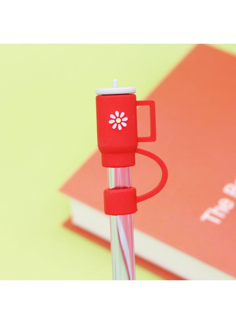 Generic 1 x 5 pcs Silicone Straw Cap Flower Cloud Cartoon for Stanley Cup Dustproof Cover 10mm red cup