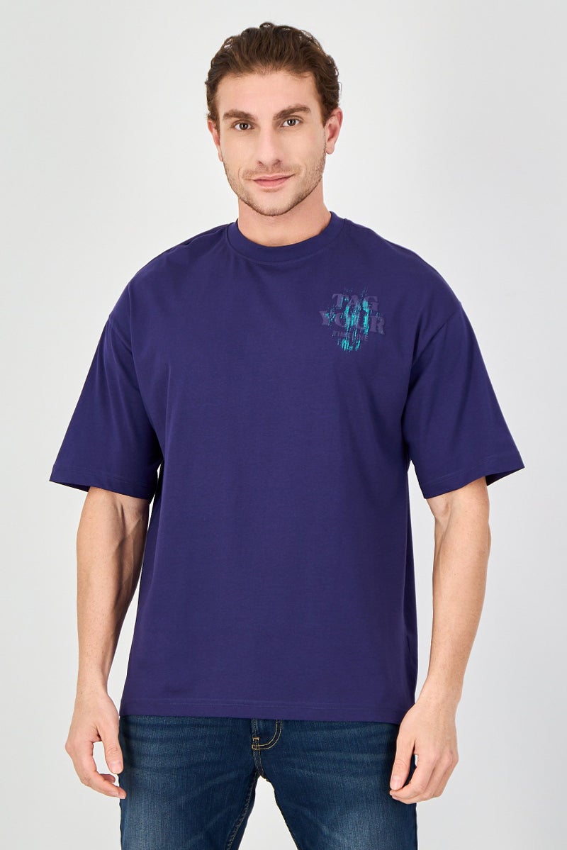 Ketch Men Crew Neck Short Sleeve Brand Logo T-Shirt, Blue - Image 1