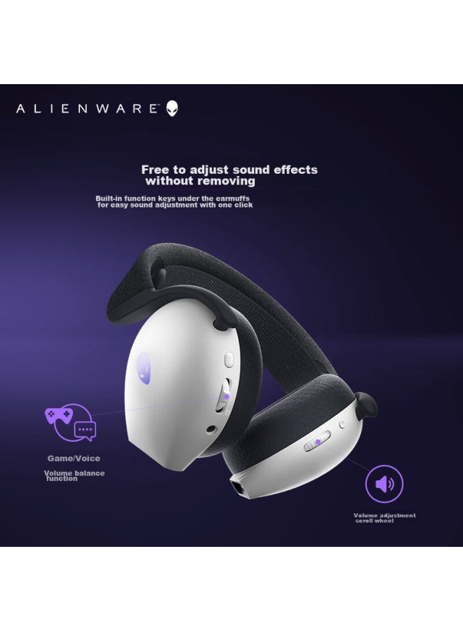 Alienware Aw725h Bluetooth Wireless Gaming Headset, Blg-style Over-ear Headphones With Microphone, Tri-mode Connection, Smart Noise Cancellation, Long Battery Life, Dolby Atmos, Peripheral Device, White - Image 5