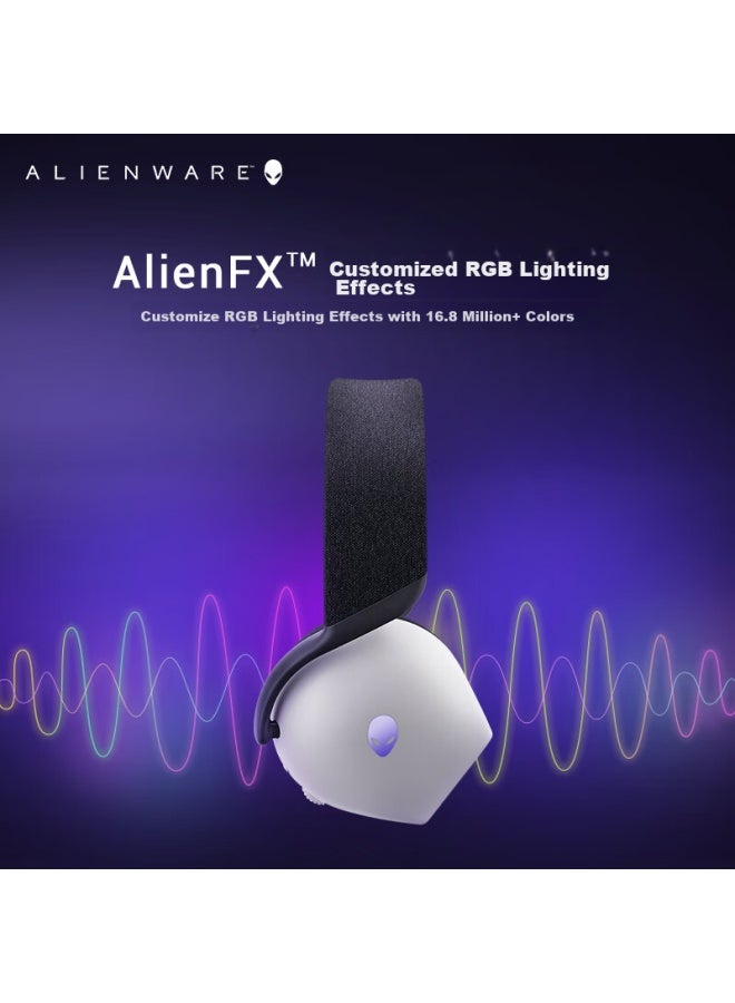 Alienware Aw725h Bluetooth Wireless Gaming Headset, Blg-style Over-ear Headphones With Microphone, Tri-mode Connection, Smart Noise Cancellation, Long Battery Life, Dolby Atmos, Peripheral Device, White - Image 4