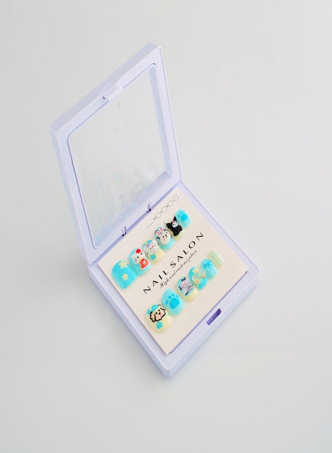 CherryBox Beautiful and Cute 3D Cartoons Nails Set of 12 pieces for Kids and Adults Cartoon Kawaii Resin Art Cartoon Design (Multicolour, 3) - Image 3