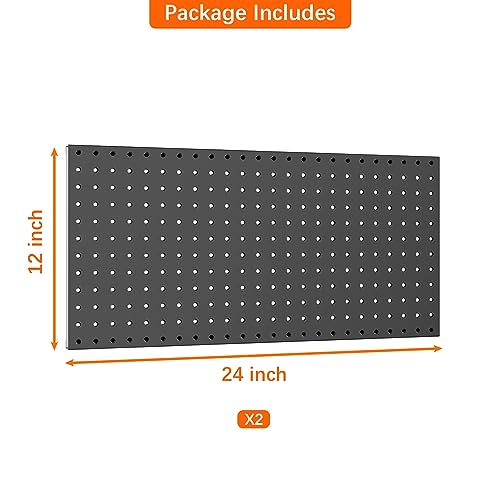WALMANN Metal Pegboard Panels for Wall Garage Tools Storage Pegboard for Garage, Workbench, Modular Peg Board Tool Organizer Board(Pack of 2, Black) - Image 4