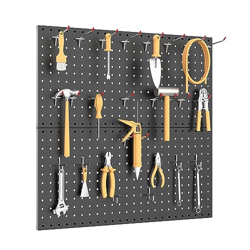 WALMANN Metal Pegboard Panels for Wall Garage Tools Storage Pegboard for Garage, Workbench, Modular Peg Board Tool Organizer Board(Pack of 2, Black) - Image 2