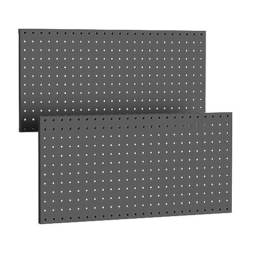 WALMANN Metal Pegboard Panels for Wall Garage Tools Storage Pegboard for Garage, Workbench, Modular Peg Board Tool Organizer Board(Pack of 2, Black) - Image 1