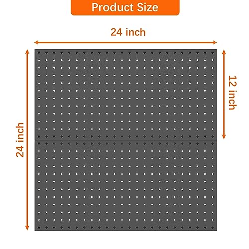 WALMANN Metal Pegboard Panels for Wall Garage Tools Storage Pegboard for Garage, Workbench, Modular Peg Board Tool Organizer Board(Pack of 2, Black) - Image 3