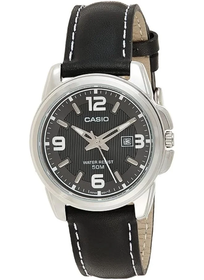 CASIO Women's Analog Display Watch With Black Leather Strap - LTP-1314L-8A